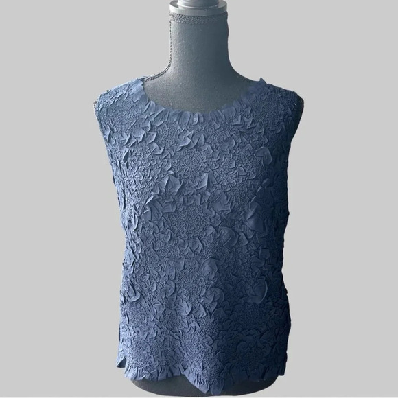 Zukka Pro Navy Ruched Wrinkled Tank Top - Picture 1 of 10